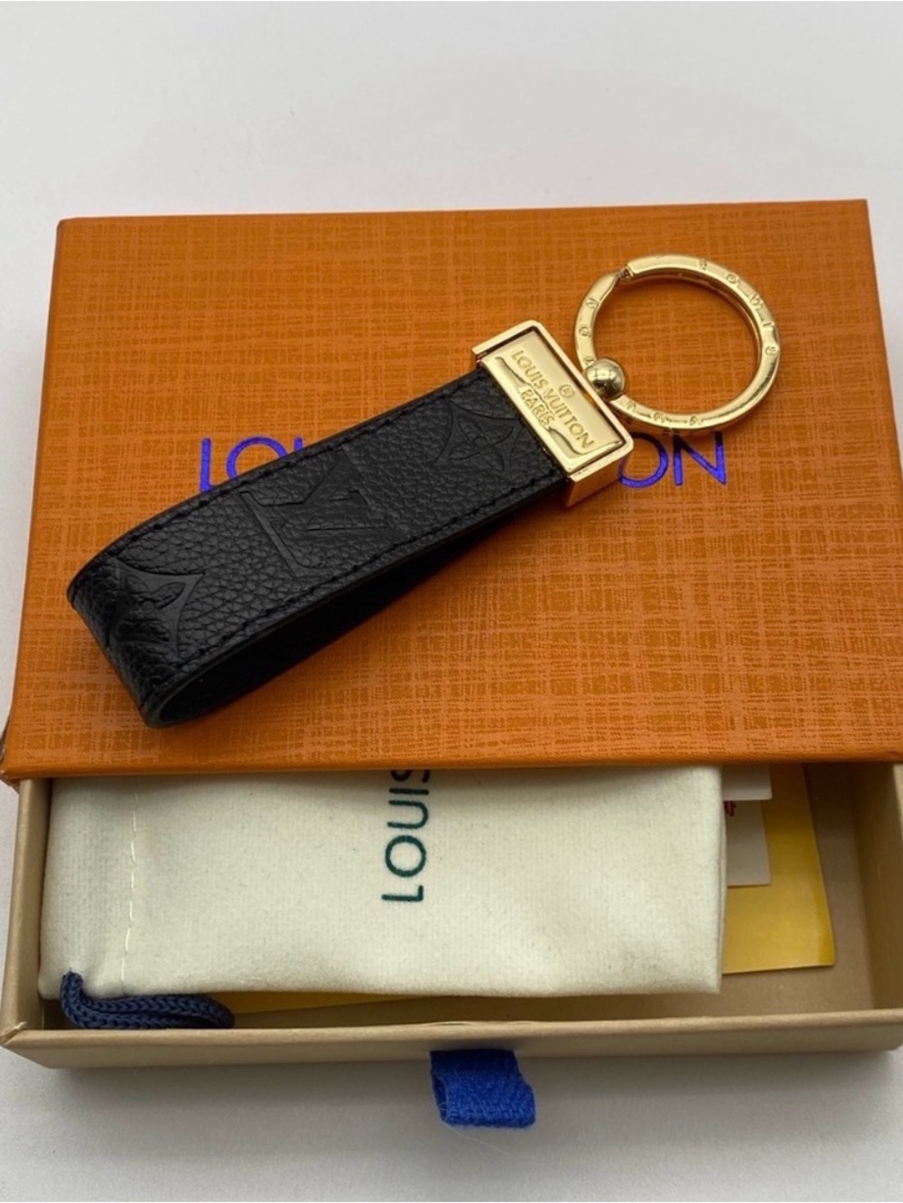Louis Vuitton Dragonne Black Empreinte Monogram Leather Keychain & Bag Charm